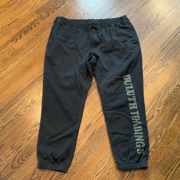 Duluth Trading‎ Sweatpants Men 2XL XXL Black Jogger Sweat Pants Spell Out - Picture 1 of 10